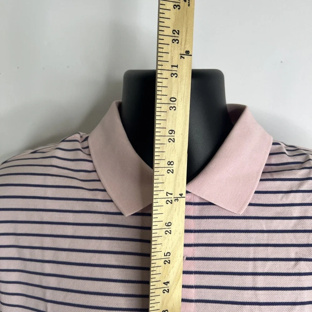 Polo Golf Ralph‎ Lauren Mens Large Shortsleeve Pink Blue Stripe-100% Pima Cotton